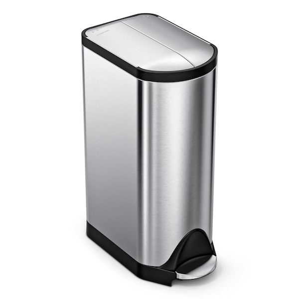 Simplehuman 30 Liter/8 Gallon Butterfly Lid Kitchen Step Trash Can, Brushed Stainless Steel CW1824 - main